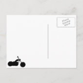 白黒オートバイバイクもしくは自転車に乗る人日付の保存ポスト 案内ポストカード (裏面)