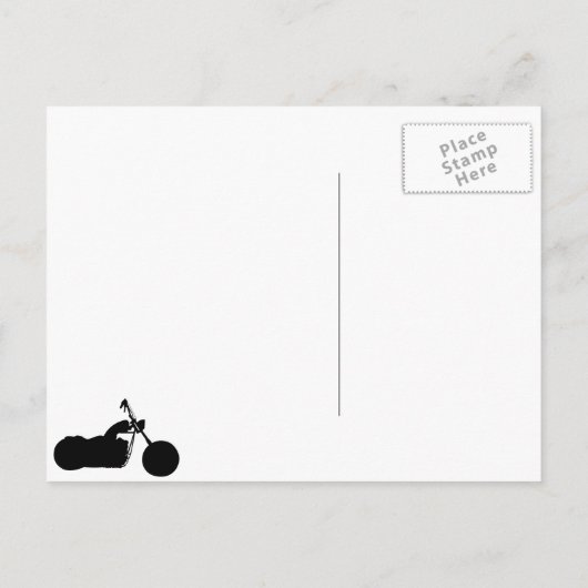 白黒オートバイバイクもしくは自転車に乗る人日付の保存ポスト 案内ポストカード (裏面)