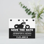白黒オートバイバイクもしくは自転車に乗る人日付の保存ポスト 案内ポストカード (スタンド正面)
