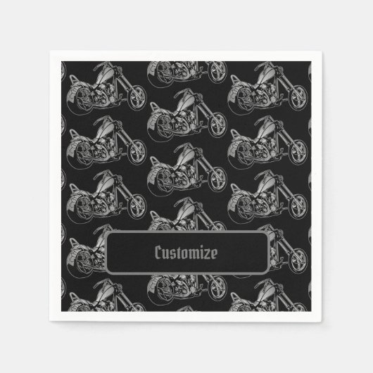 白黒オートバイ スタンダードカクテルナプキン (正面)