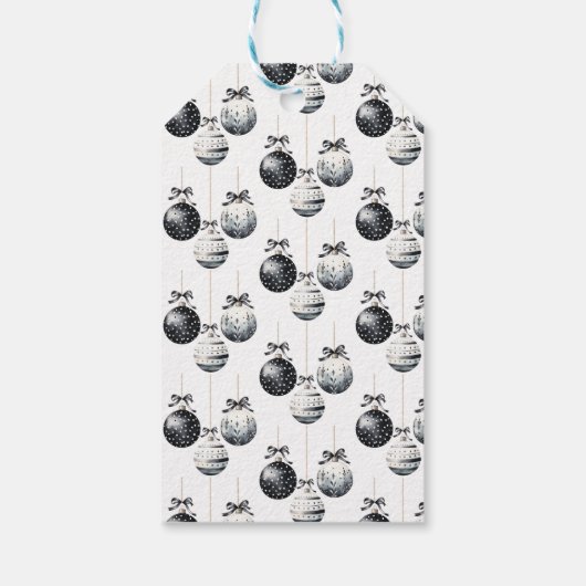 白黒オーナメントミニマリストクリスマス ギフトタグ (裏面)