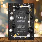 白黒オーナメント企業のクリスマスパーティー 招待状