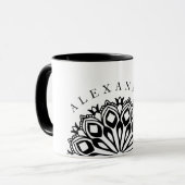 白黒オーナメント曼荼羅 マグカップ (正面左)