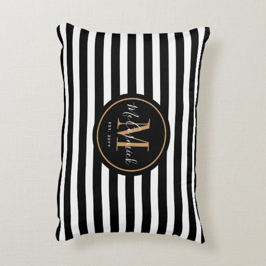 白黒オーニングファミリーストライプモノグラム アクセントクッション (裏面(縦))