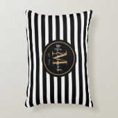 白黒オーニングファミリーストライプモノグラム アクセントクッション (正面(垂直))