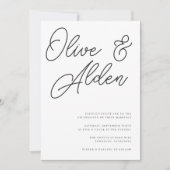 白黒オーバーサイズのスクリプ結婚ト 招待状 (正面)