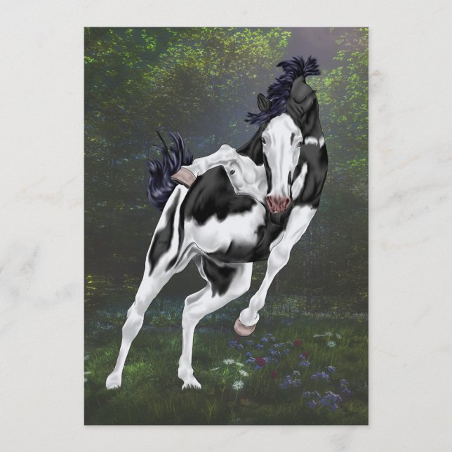 白黒オーバーホース絵を描プリント (正面)