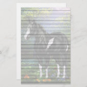 白黒オーバーホース絵を描プリント 便箋 (正面/裏面)