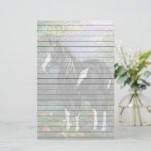 白黒オーバーホース絵を描プリント 便箋 (スタンド正面)