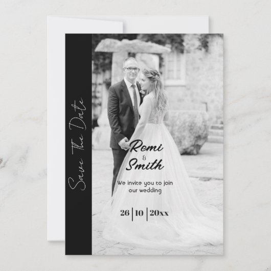 白黒オーバーレイフォト結婚式招待状 招待状 (正面)