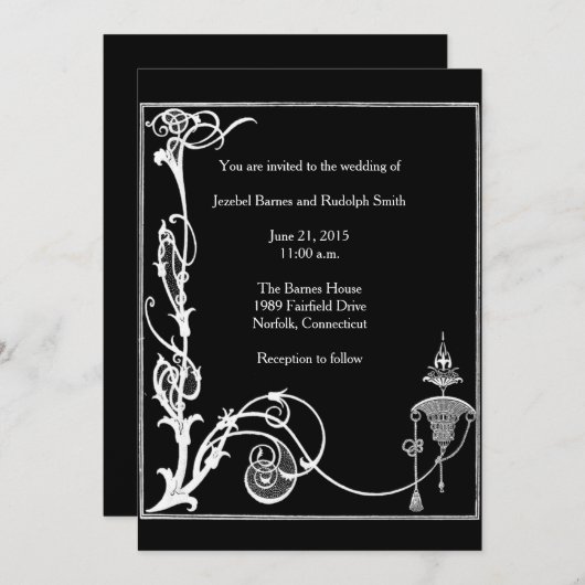 白黒オーブリーベアズリーファンタジー 招待状 (正面/裏面)