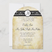 白黒オールドマネー素朴エレガンス結婚金ゴールド 招待状 (正面)