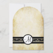 白黒オールドマネー素朴エレガンス結婚金ゴールド 招待状 (裏面)