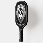 白黒オールドライオングラフィックモダンカスタム ピックルボールラケット (左)