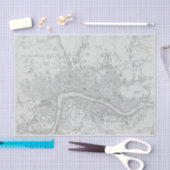 白黒オールドロンドンシティの地図 薄葉紙 (クラフト)