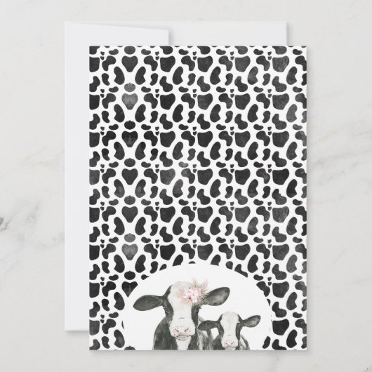 白黒カウカーフボホフローラベビーシャワー 招待状 (裏面)