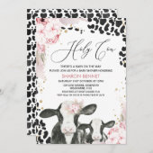 白黒カウカーフボホフローラベビーシャワー 招待状 (正面/裏面)