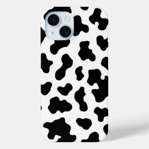白黒カウコウィドプリント iPhone 15ケース
