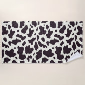 白黒カウパターンプリントシャワーカーテン ビーチタオル (正面)