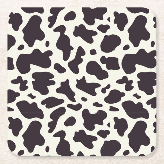 白黒カウパターンプリント スクエアペーパーコースター (正面)