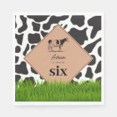 白黒カウファームアニマルバースデーパーティーテーマ スタンダードランチョンナプキン (正面)