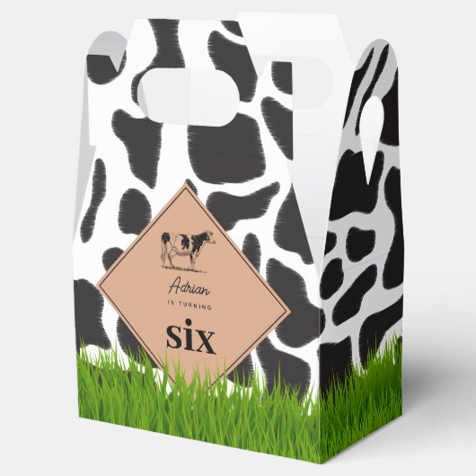 白黒カウファームアニマルバースデーパーティーテーマ フェイバーボックス (オープン)