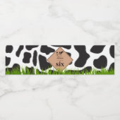 白黒カウファームアニマルバースデーパーティーテーマ ペットボトルラベル (シングルラベル)