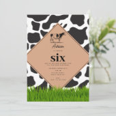 白黒カウファームアニマルバースデーパーティーテーマ 招待状 (スタンド正面)