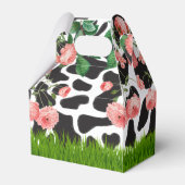 白黒カウファーム動物の誕生日パーティーピンク フェイバーボックス (裏面サイド)