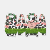 白黒カウファーム動物の誕生日パーティーピンク フェイバーボックス (折り畳みなし)