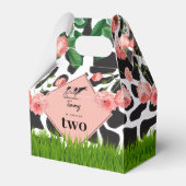 白黒カウファーム動物の誕生日パーティーピンク フェイバーボックス (正面サイド)
