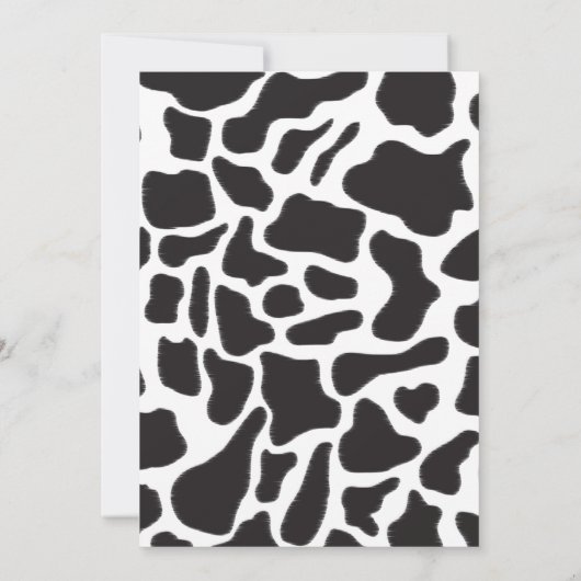 白黒カウファーム動物の誕生日パーティーピンク 招待状 (裏面)