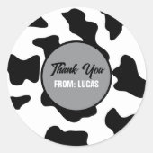 白黒カウプリントファームバーンバースデーパーティー ラウンドシール (正面)