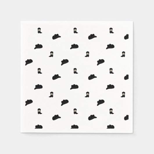 白黒カウボーイモダンロデオパターン スタンダードカクテルナプキン (正面)