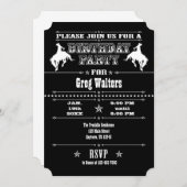 白黒カウボーイロデオバースデーパーティーへの招待 招待状 (正面/裏面)