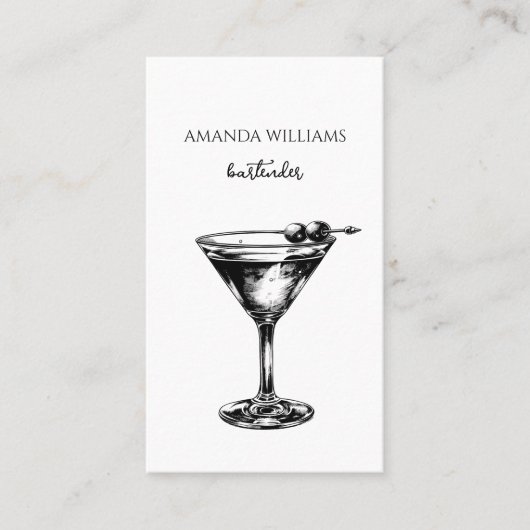 白黒カクテルバーテンダープロフェッショナル 名刺 (正面)