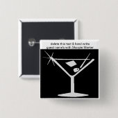 白黒カクテルブライダルシャワー名ピン 缶バッジ (正面&裏面)