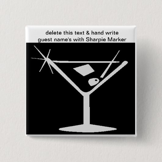 白黒カクテルブライダルシャワー名ピン 缶バッジ (正面)