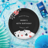 白黒カジノをテーマにした40歳の誕生日パーティー ペーパープレート (パーティー)