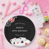 白黒カジノをテーマにした40歳の誕生日パーティー ペーパープレート (パーティー)