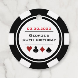 白黒カジノトランプのポーカーチップ誕生日 フェイバータグ
