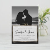 白黒カジュアルフォト婚約 招待状 (スタンド正面)