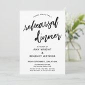 白黒カジュアル手書きリハーサルディナー 招待状 (スタンド正面)