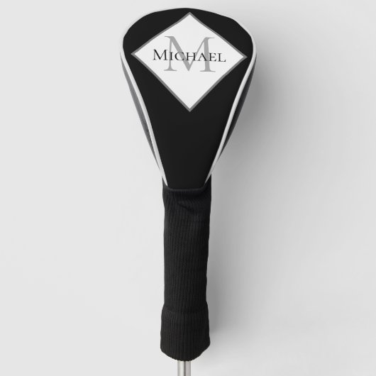 白黒カスタマイズモノグラムゴルフヘッドカバー ゴルフヘッドカバー (正面)