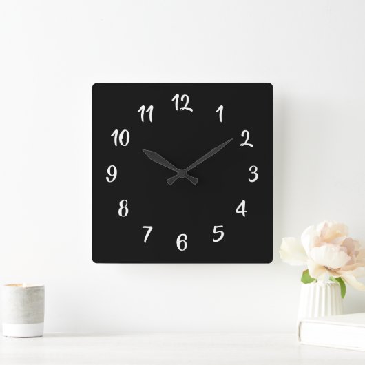 白黒カスタムな背景色 スクエア壁時計 (ホーム)