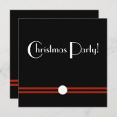 白黒カスタムのアールデコのクリスマス・パーティ 招待状 (正面/裏面)