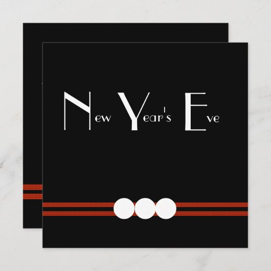 白黒カスタムのパーティー大晦日の 招待状 (正面/裏面)