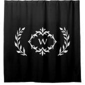 白黒カスタムイニシャルモノグラムのリース シャワーカーテン (正面)