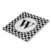 白黒カスタムイニシャル水玉模様タイル タイル (側面)