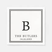 白黒カスタムウェディングカクテルナプキン スタンダードカクテルナプキン (正面)